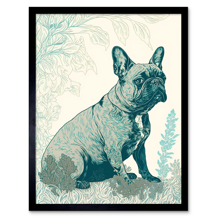 Marlow Home Co. French Bulldog Sitting In The Park Modern Monochrome